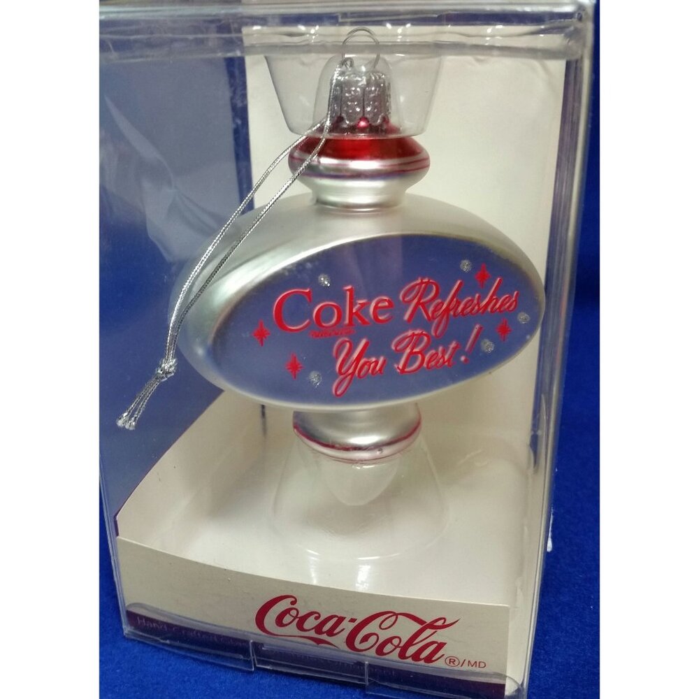 Coca Cola 2008 Glass Ornament -Coke Refreshes You The Best! Kurt S Adler In Box